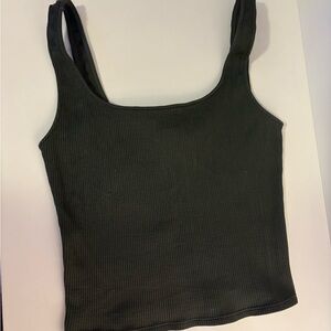 Dark Green Ribbed Tank Top